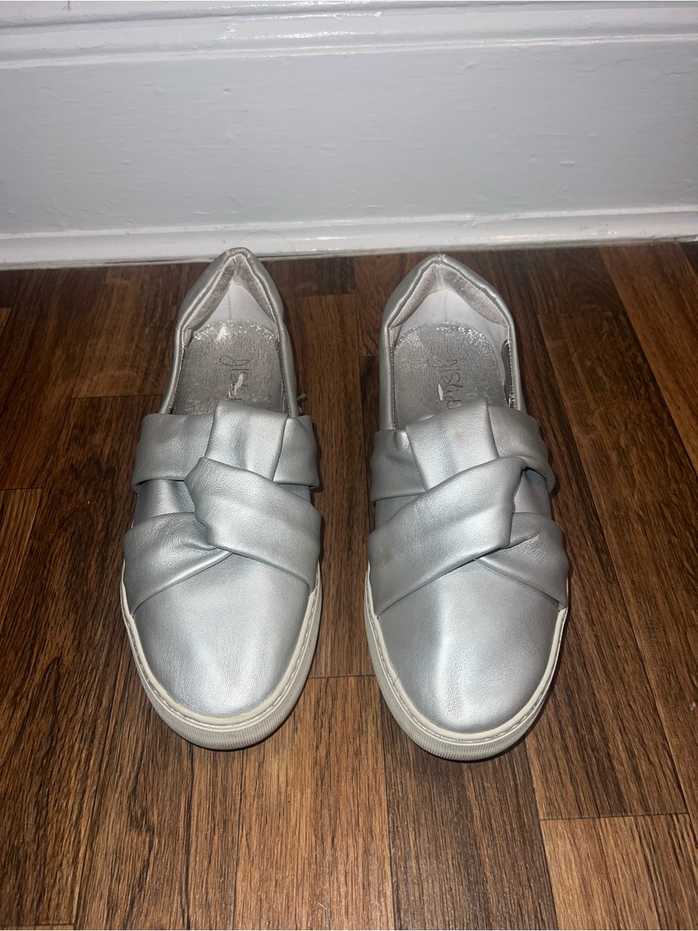 J Slides Silver Knotted Slip-On Sneakers